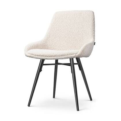 Nolon Nena-Isa Eetkamerstoel Bouclé Beige - Zwarte Houten Poten
