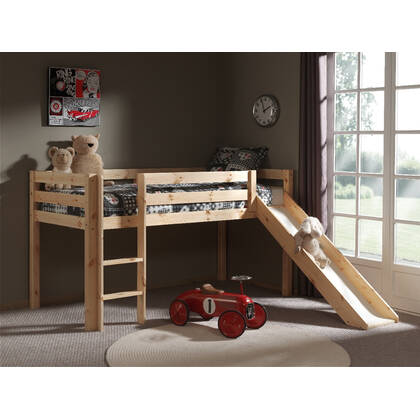 Vipack Pino Hoogslaper met glijbaan - naturel Beige