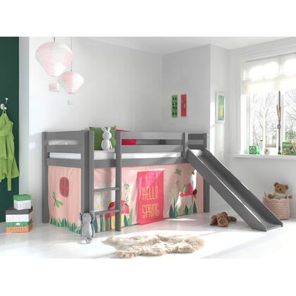Vipack Pino Hoogslaper met Glijbaan Spring - Grijs