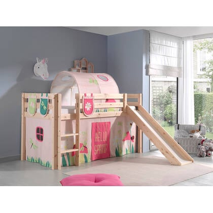Vipack Pino Hoogslaper met Glijbaan en Tunnel Spring - naturel Beige