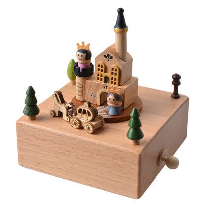 Clayre & Eef Muziekdoos 11x12x14 cm Beige Hout