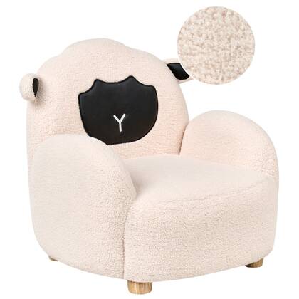 Beliani - ULA - Kinderfauteuil - Off-white - Bouclé Wit