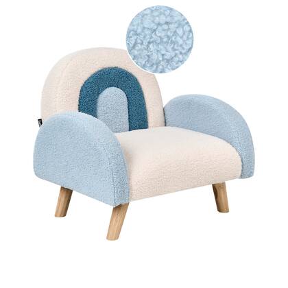 Beliani - OMBO - Kinderfauteuil - Licht - Bouclé Blauw