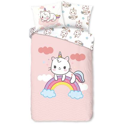 Kinder Dekbedovertrek Good Morning Katoen Puk - pink 140x200|220cm Roze