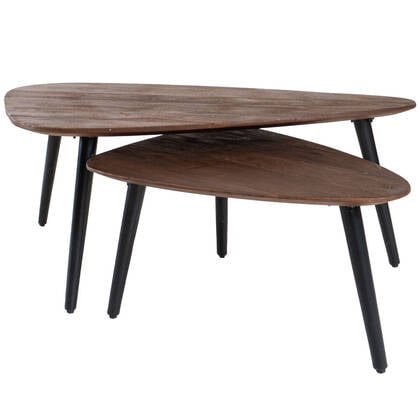 Home67 - Salontafel Jamal - Espresso Mangohout - Set van 2 Bruin