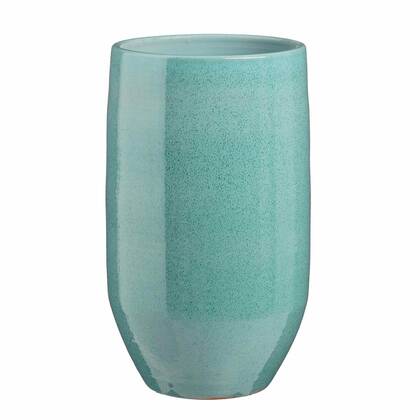 Mica Decorations Bloempot Matteo - 27x27x50 cm - Terracotta - Turquoise Blauw