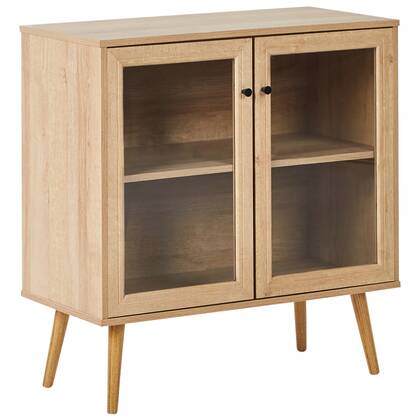 Beliani - ALBANY - Sideboard met 2 deuren - Lichthout - Vezelplaat Bruin