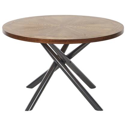Beliani - LORENZO - Eettafel - Donkerhout|Grijs - 120 cm - MDF Bruin