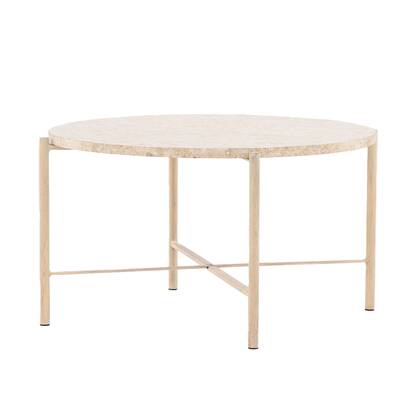 Nest living Thora Ronde Bijzettafel met Stenen Blad - Beige - Ø 40cm