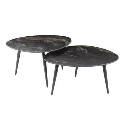 Hoyz Collection - Salontafel Set-2 Organisch Fossil - Keramiek Zwart