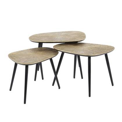Hoyz Collection - Salontafel Set-3 Vierhoekig Ray - Brons|Goud Metaal