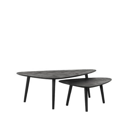 LABEL51 - Salontafel Set Rock - Zwart Mangohout - Zwart Metaal