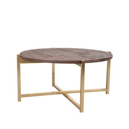 LABEL51 - Salontafel Dox - Espresso Mangohout - Goud Metaal Bruin
