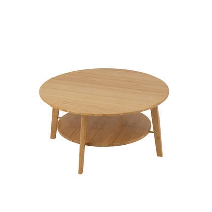 J-Line bijzettafel Rond - bamboe - naturel - large Beige
