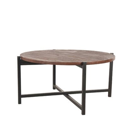 LABEL51 - Salontafel Dox - Espresso Mangohout - Zwart Metaal Bruin