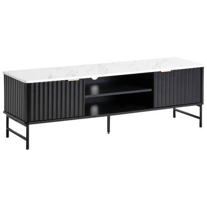 Beliani - GLASTONBURY - TV-meubel - Zwart|Marmer - 140 x 40 cm - MDF