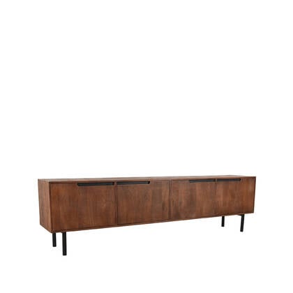 LABEL51 - Tv-Meubel Rio 220 cm - Espresso Mangohout - Zwart Metaal Bruin