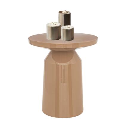 MISOU Bijzettafel Rond Koffietafel Modern Organisch Beige Glans 38c...
