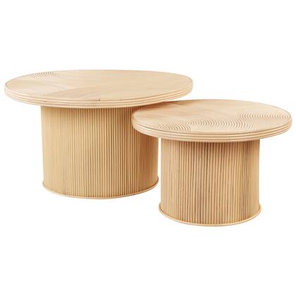 Beliani - ILIOS - Salontafel set - Natuurlijk - Rotan Beige