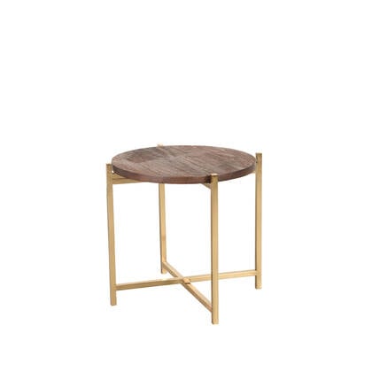 LABEL51 - Bijzettafel Dox - Espresso Mangohout - Goud Metaal Bruin
