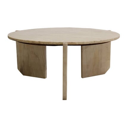 Giga Meubel - Salontafel Travertin - Naturel - 80x80x36cm - Simon Bruin