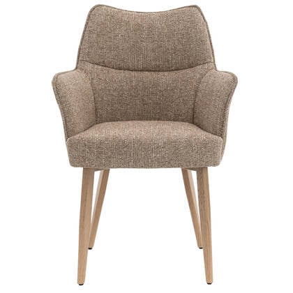 DÉJA Living - Eetkamerstoel Taupe|Naturel - Zithoogte 47cm - Zayn - Set van 2