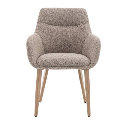 DÉJA Living - Eetkamerstoel Taupe|Naturel - Zithoogte 47cm - Noé - Set van 2