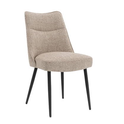 DÉJA Living - Eetkamerstoel Beige|Zwart - Zithoogte 47cm - Meau - Set van 2