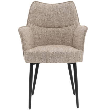 DÉJA Living - Eetkamerstoel Beige|Zwart - Zithoogte 47cm - Zayn - Set van 2