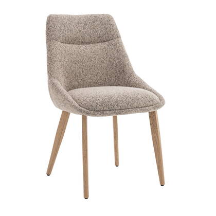 DÉJA Living - Eetkamerstoel Taupe|Naturel - Zithoogte 47cm - Malou - Set van 2