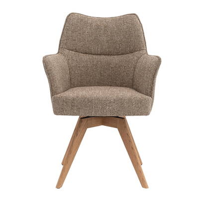 DÉJA Living - Eetkamerstoel Taupe|Naturel - Draaibaar - Zayn - Set van 2