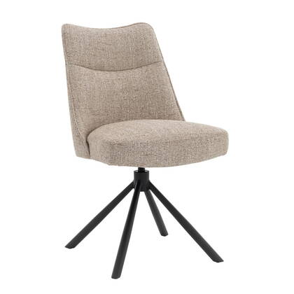 DÉJA Living - Eetkamerstoel Beige|Zwart - Draaibaar - Meau - Set van 2