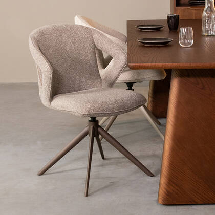LABEL51 - Eetkamerstoel Zurich - Mushroom Royal Boucle - Bronze Metal Grijs