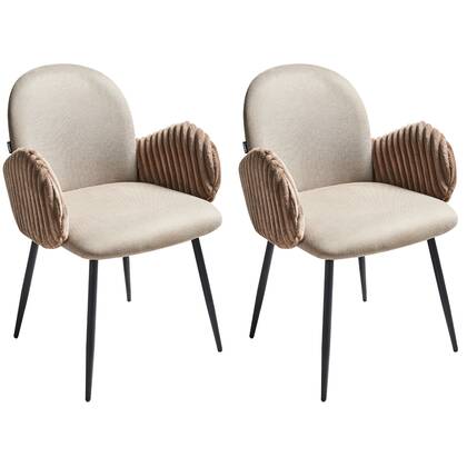 Beliani - AMITY - Eetkamerstoel set van 2 - Taupe - Polyester Beige
