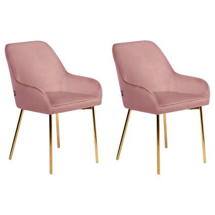 Beliani - LOVERNA - Eetkamerstoel set van 2 - Roze - Fluweel