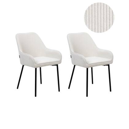 Beliani - LOVERNA - Eetkamerstoel set van 2 - Gebroken - Corduroy Wit