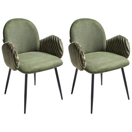Beliani - AMITY - Eetkamerstoel set van 2 - Groen - Polyester