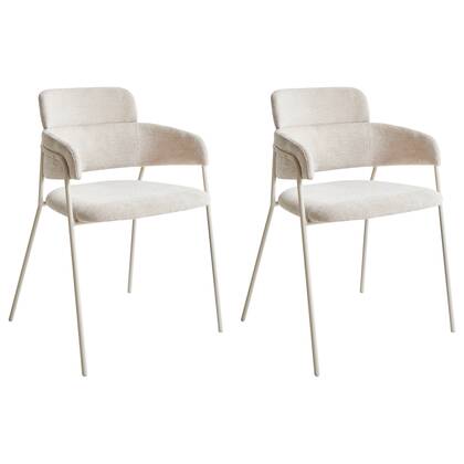 Beliani - PAONIA - Eetkamerstoel set van 2 - Licht - Chenille Beige