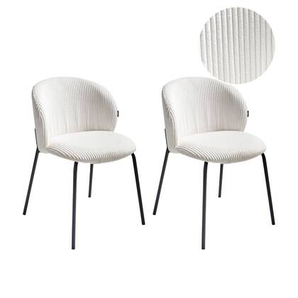 Beliani - MILES - Eetkamerstoel set van 2 - Gebroken - Corduroy Wit