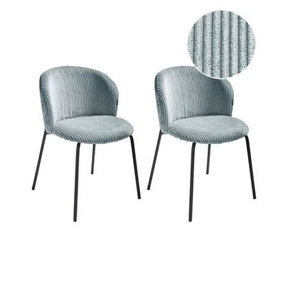 Beliani - MILES - Eetkamerstoel set van 2 - Licht - Corduroy Blauw