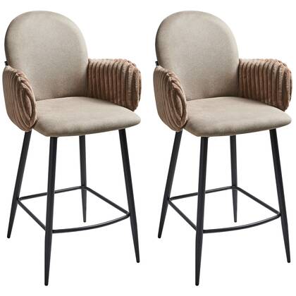 Beliani - AMITY - Barkruk set van 2 - Taupe - Polyester Beige