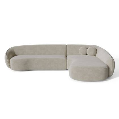 Rechthoekige sofa in zacht aanvoelende kleurige geweven stof 290cm Crème