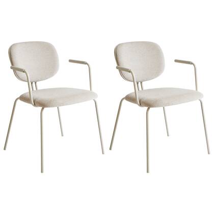 Beliani - CARILLE - Eetkamerstoel set van 2 - Licht - Chenille Beige