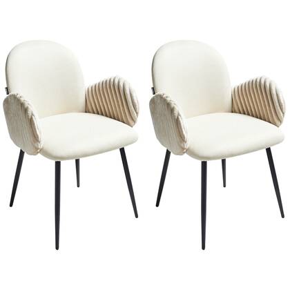 Beliani - AMITY - Eetkamerstoel set van 2 - Licht - Polyester Beige