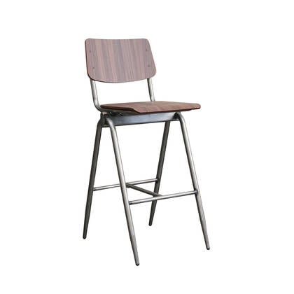 LABEL51 - Barkruk Solid - Donker Hout - Zwart Metaal Bruin