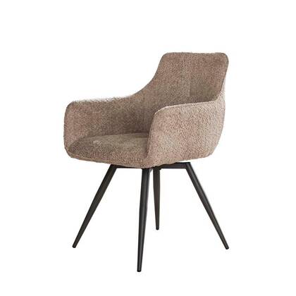 Hoyz - Armstoel Boucle - Draaibaar - Zandkleur - 2 Stuks Beige