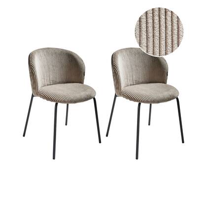 Beliani - MILES - Eetkamerstoel set van 2 - Taupe - Corduroy Beige