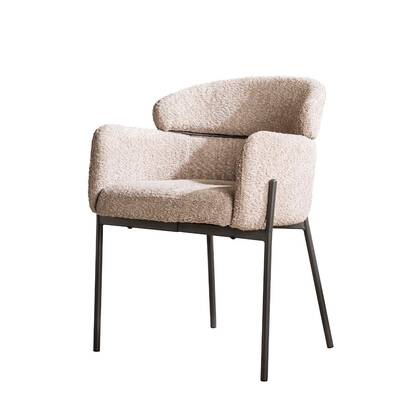 AnLi Style Armstoel boucle ronde rug - zandkleur Beige