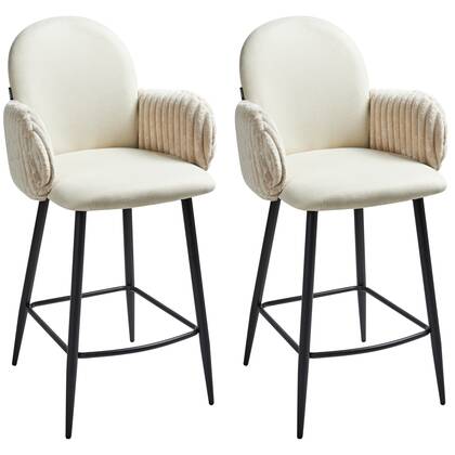 Beliani - AMITY - Barkruk set van 2 - Licht - Polyester Beige