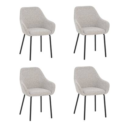 Eetkamerstoelen met armleuning Lucy Beige Stof Set van 4